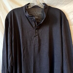 Lufthansa Porsche Design Mens Special Edition Van Laack Henley Shirt Black Large